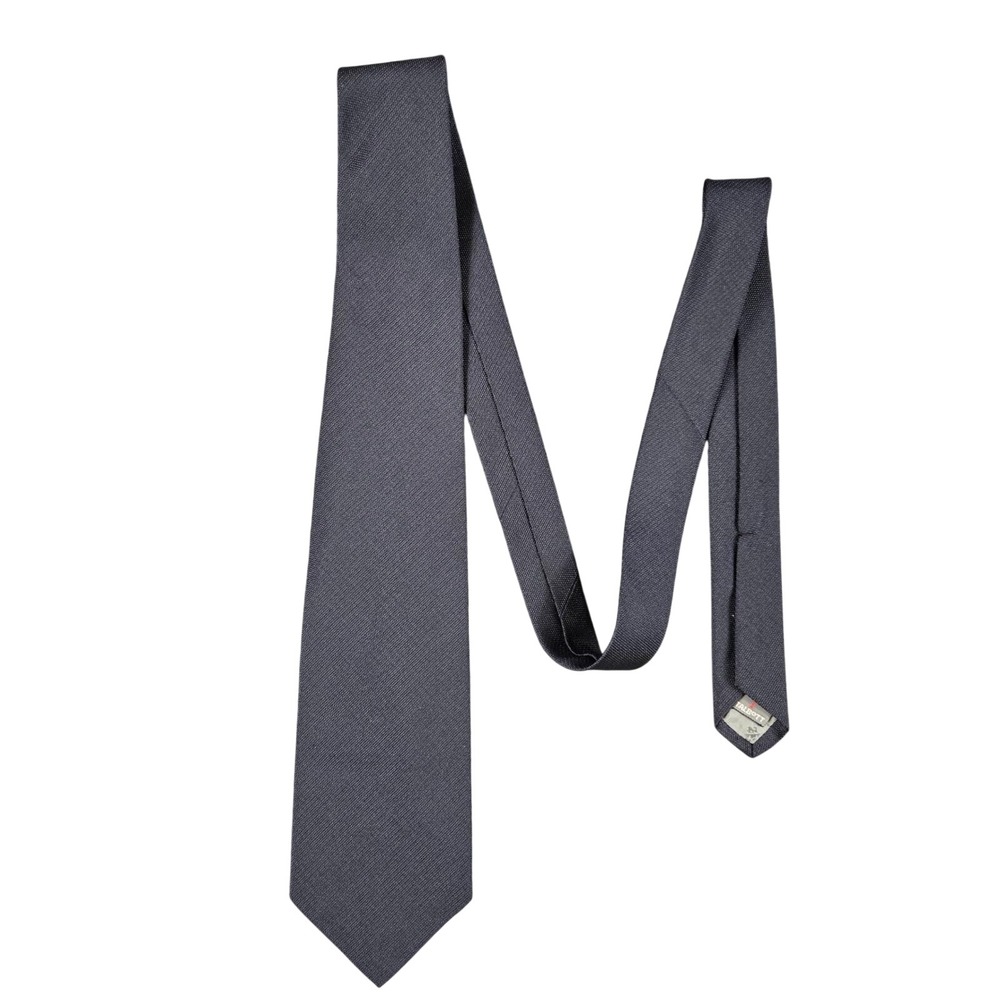 Robert Talbott Oak Hall Tie Mens OS Navy Blue Solid Silk Hand Sewn USA Business